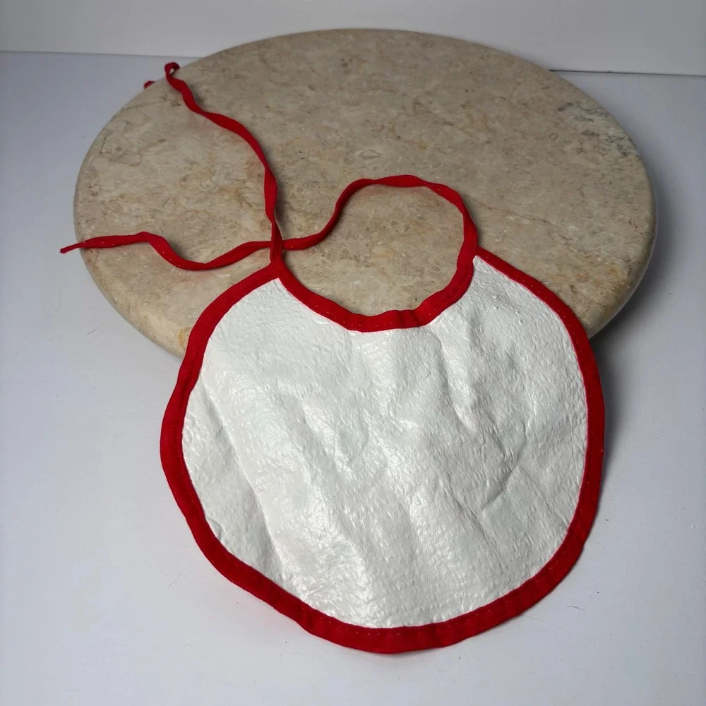 Vintage 1984 Walt Disney Mickey Minnie Mouse Merry Christmas Baby Bib‎ Tie Back